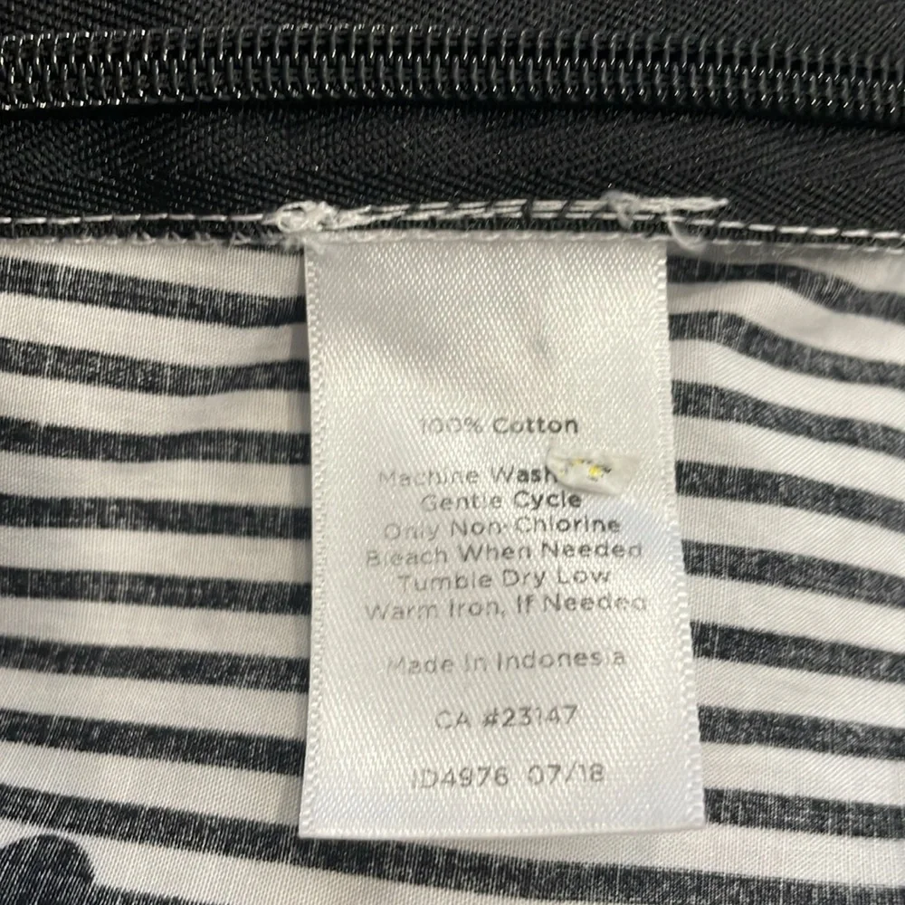 Talbots Black White Women’s Striped Polka Dot Side Zip Round Neck Cotton Blouse - Picture 8 of 8